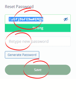Auto-generated password that needs changing to new password, with confirmation