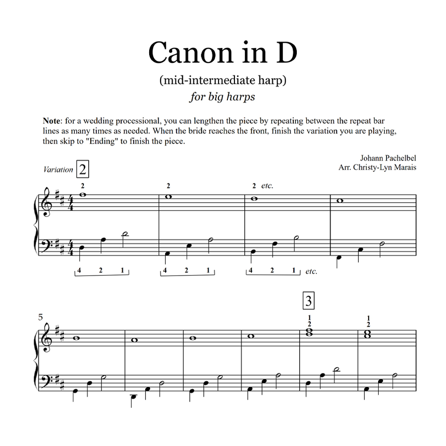 Canon in D Sheet Music – Learning the Harp