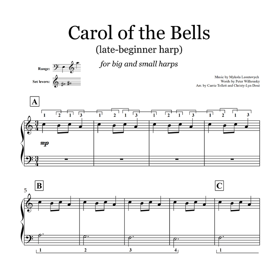 Carol of the Bells (Late-Beginner) Sheet Music – Learning the Harp