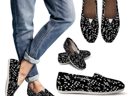 Canvas Slip on Shoes - Black Music Notes
