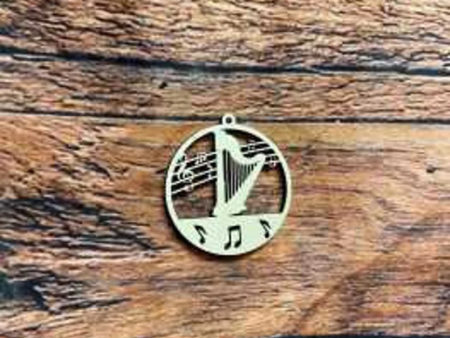 Harp and Music Note Ornament
