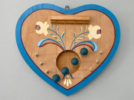 Vintage Heart Shaped Wood Door Harp