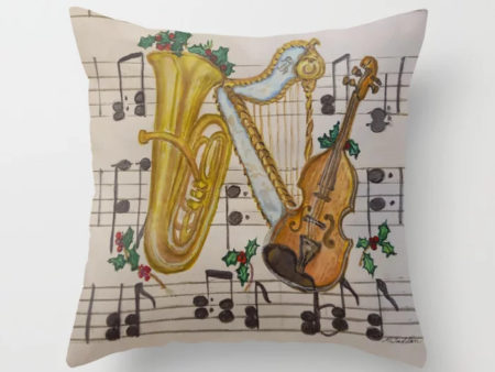 Christmas Music Throw Pillow