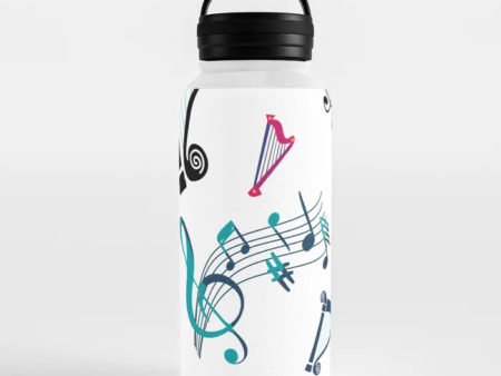 String Instrument Patterned Water Bottle