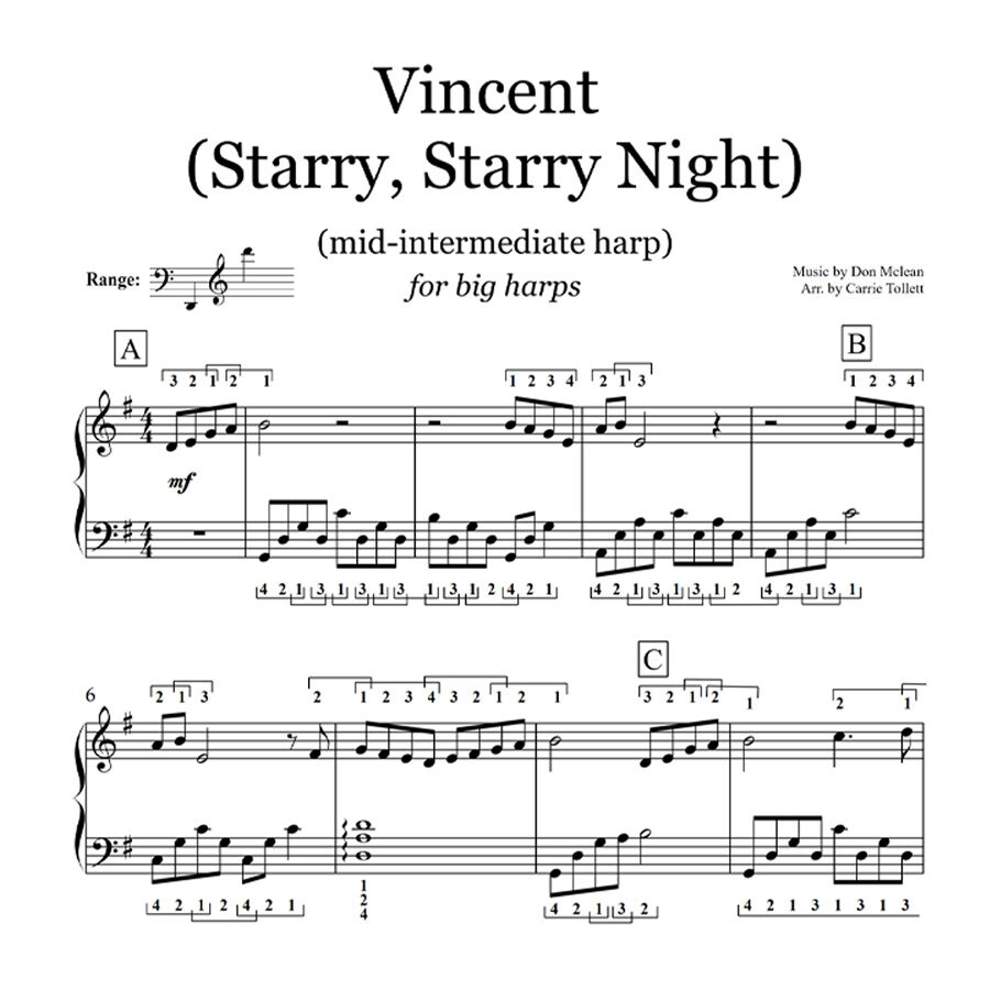 Vincent (Mid-Intermediate) Big Harp Sheet Music Extract