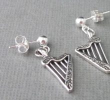 Sterling Silver Harp Earrings Image 2 V1